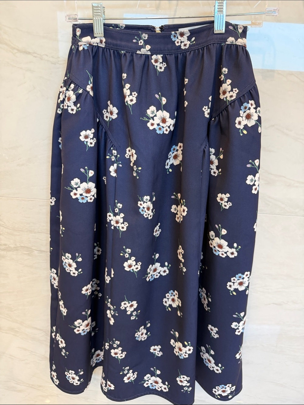 Self-Portrait Navy Floral Maxi Skirt